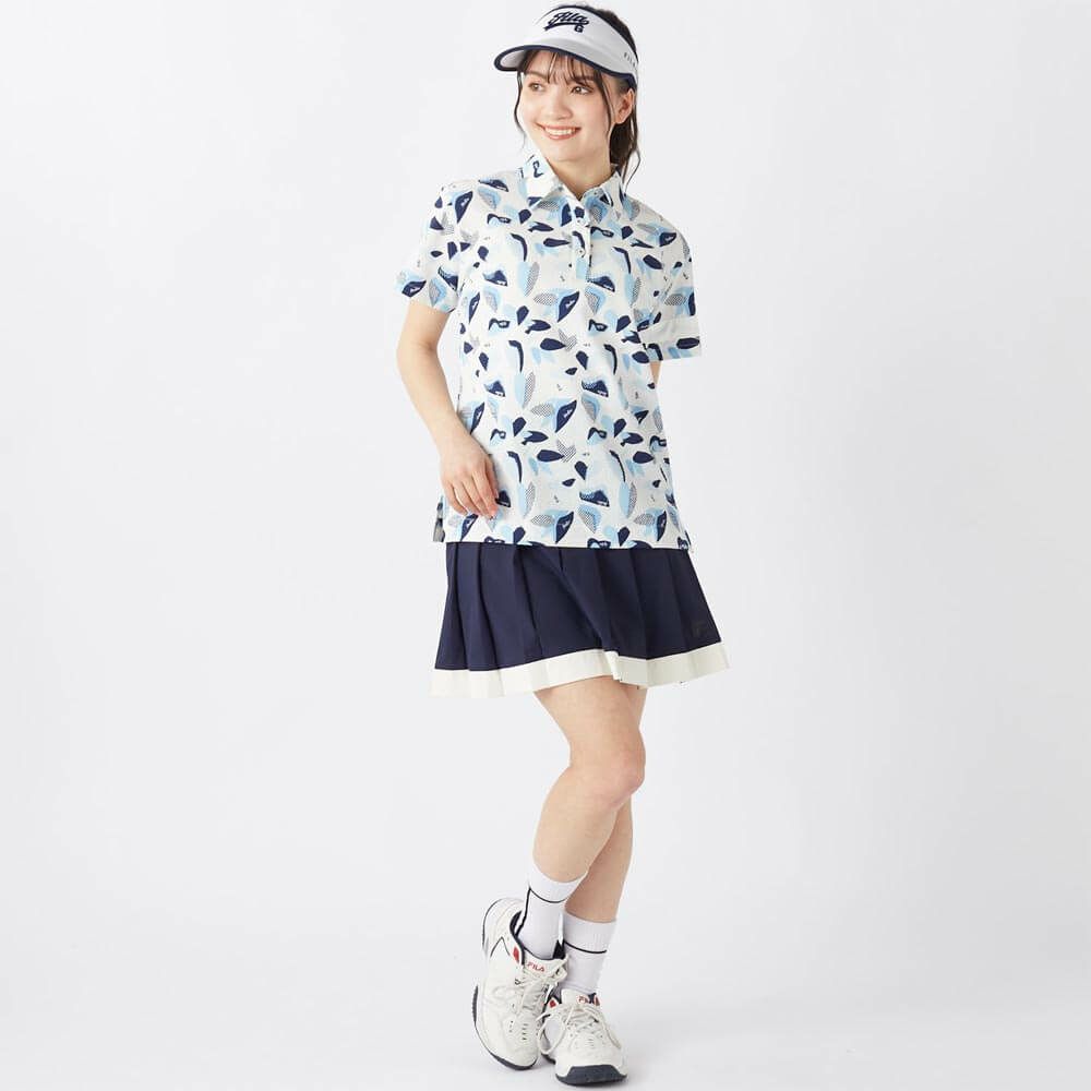 フィラ FILA　レディース シアサッカー リゾート柄 半袖 ポロシャツ 755-612 ネイビー　2025年モデル 詳細7