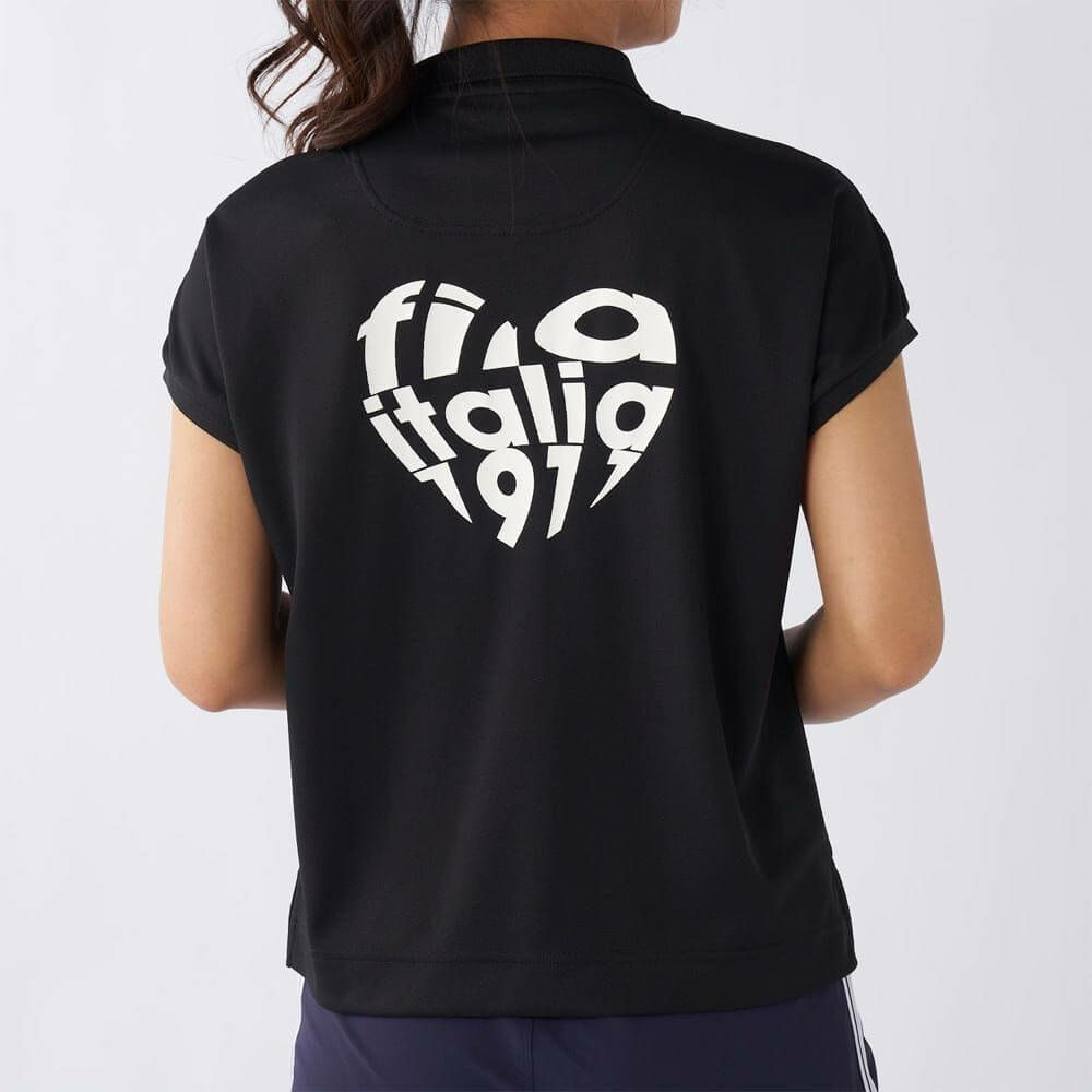 フィラ FILA　レディース ロゴデザイン ハート バックプリント 半袖 ポロシャツ 755-615 ブラック　2025年モデル 詳細2