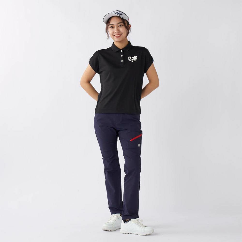 フィラ FILA　レディース ロゴデザイン ハート バックプリント 半袖 ポロシャツ 755-615 ブラック　2025年モデル 詳細7