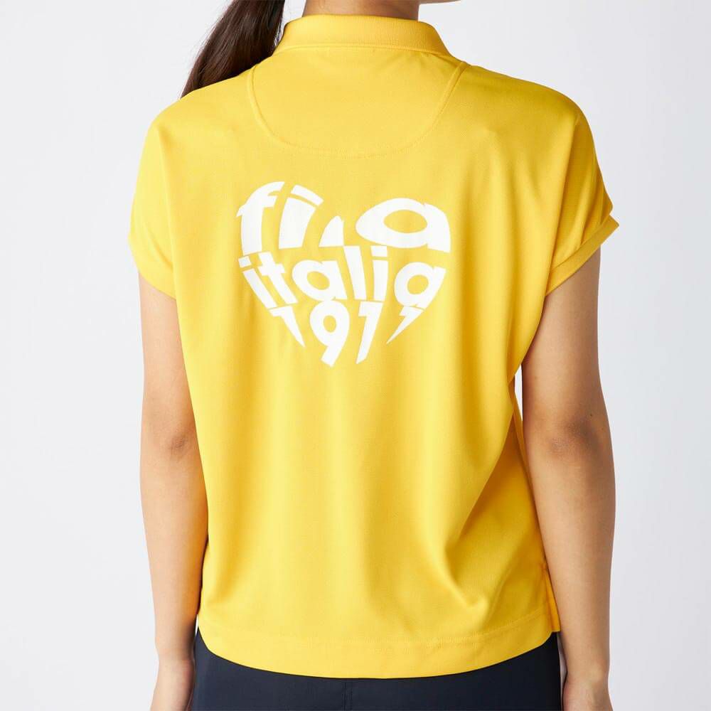 フィラ FILA　レディース ロゴデザイン ハート バックプリント 半袖 ポロシャツ 755-615 イエロー　2025年モデル 詳細2