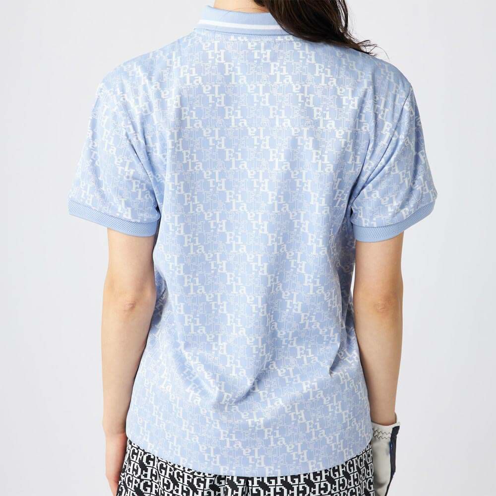 フィラ FILA　レディース タイポグラフィ柄 ジャガード 半袖 ポロシャツ 755-643 ブルー　2025年モデル 詳細2
