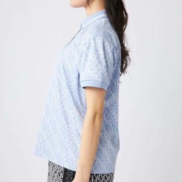 フィラ FILA　レディース タイポグラフィ柄 ジャガード 半袖 ポロシャツ 755-643 ブルー　2025年モデル 詳細3