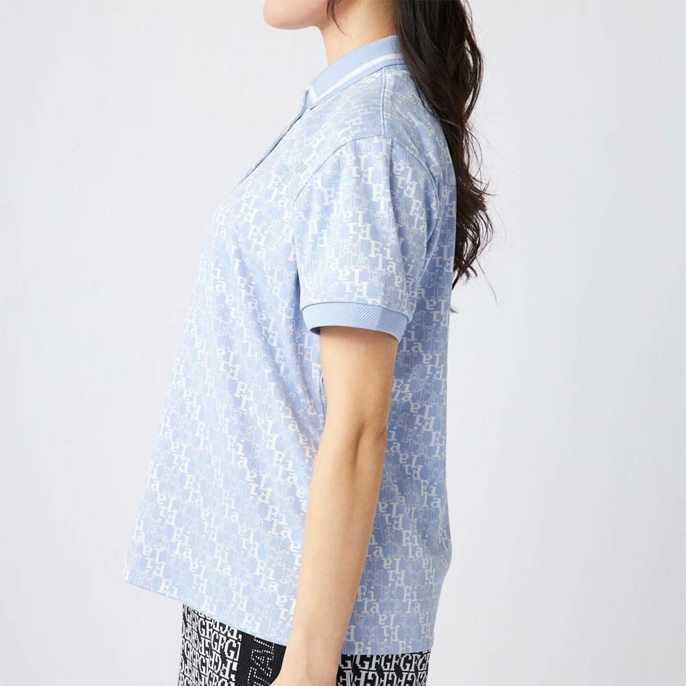 フィラ FILA　レディース タイポグラフィ柄 ジャガード 半袖 ポロシャツ 755-643 ブルー　2025年モデル 詳細3