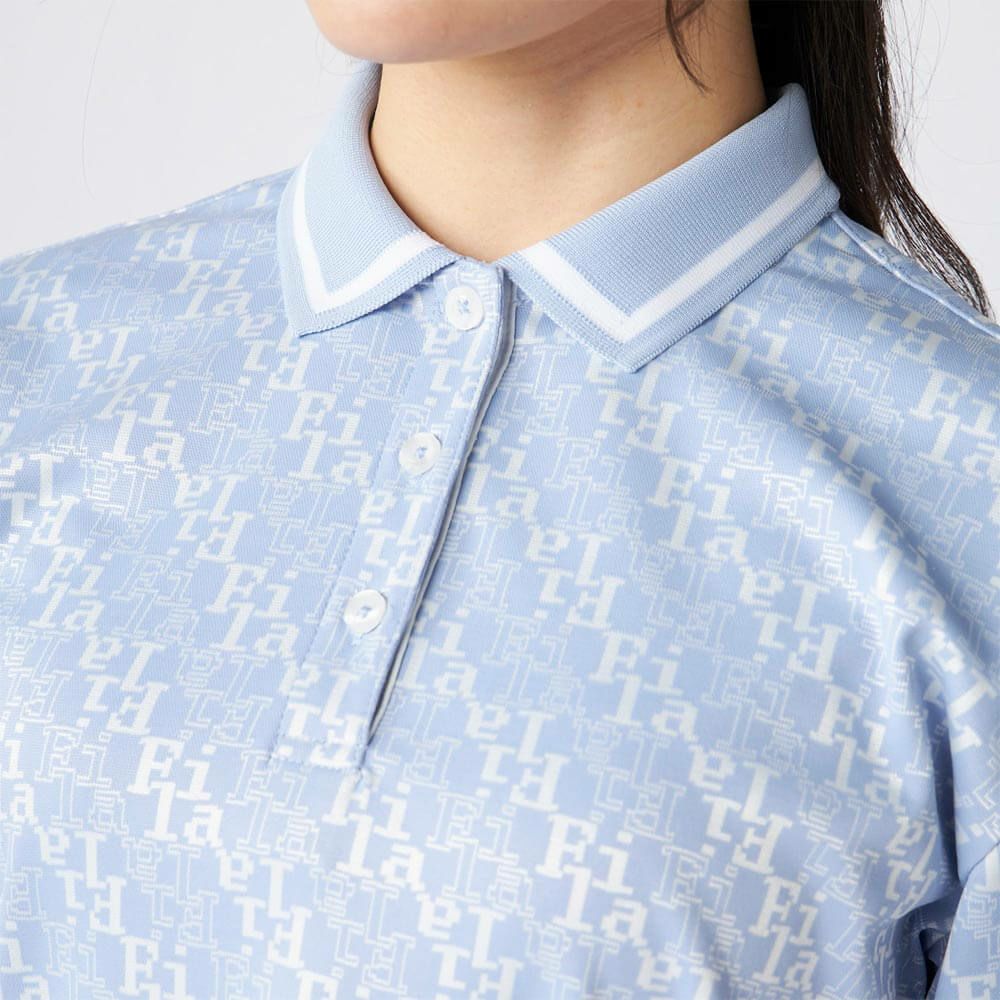フィラ FILA　レディース タイポグラフィ柄 ジャガード 半袖 ポロシャツ 755-643 ブルー　2025年モデル 詳細4