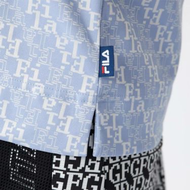 フィラ FILA　レディース タイポグラフィ柄 ジャガード 半袖 ポロシャツ 755-643 ブルー　2025年モデル 詳細5