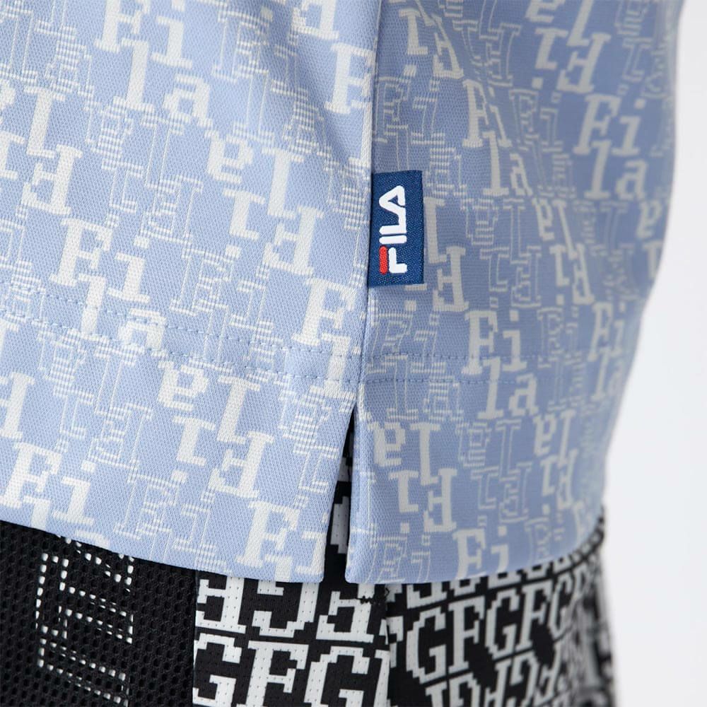 フィラ FILA　レディース タイポグラフィ柄 ジャガード 半袖 ポロシャツ 755-643 ブルー　2025年モデル 詳細5