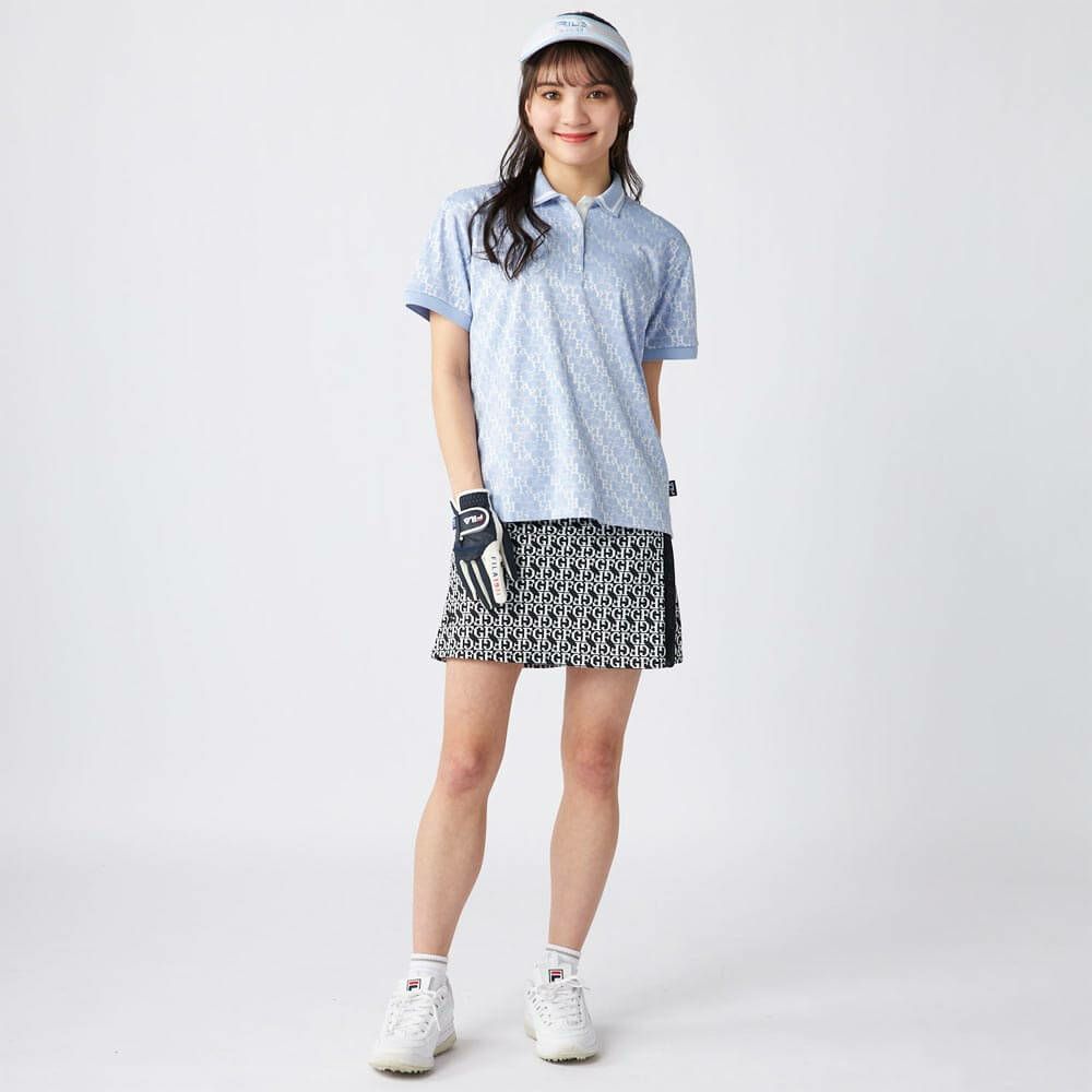 フィラ FILA　レディース タイポグラフィ柄 ジャガード 半袖 ポロシャツ 755-643 ブルー　2025年モデル 詳細6