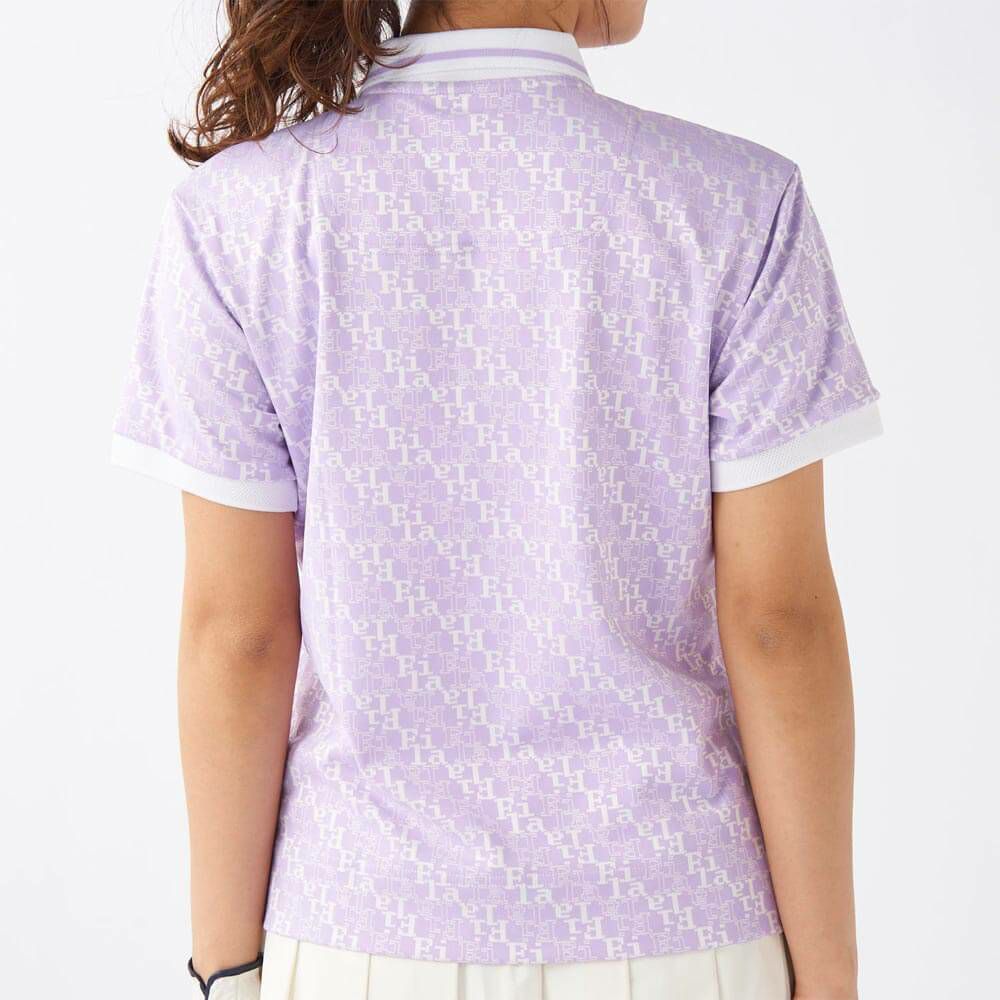フィラ FILA　レディース タイポグラフィ柄 ジャガード 半袖 ポロシャツ 755-643 パープル　2025年モデル 詳細2