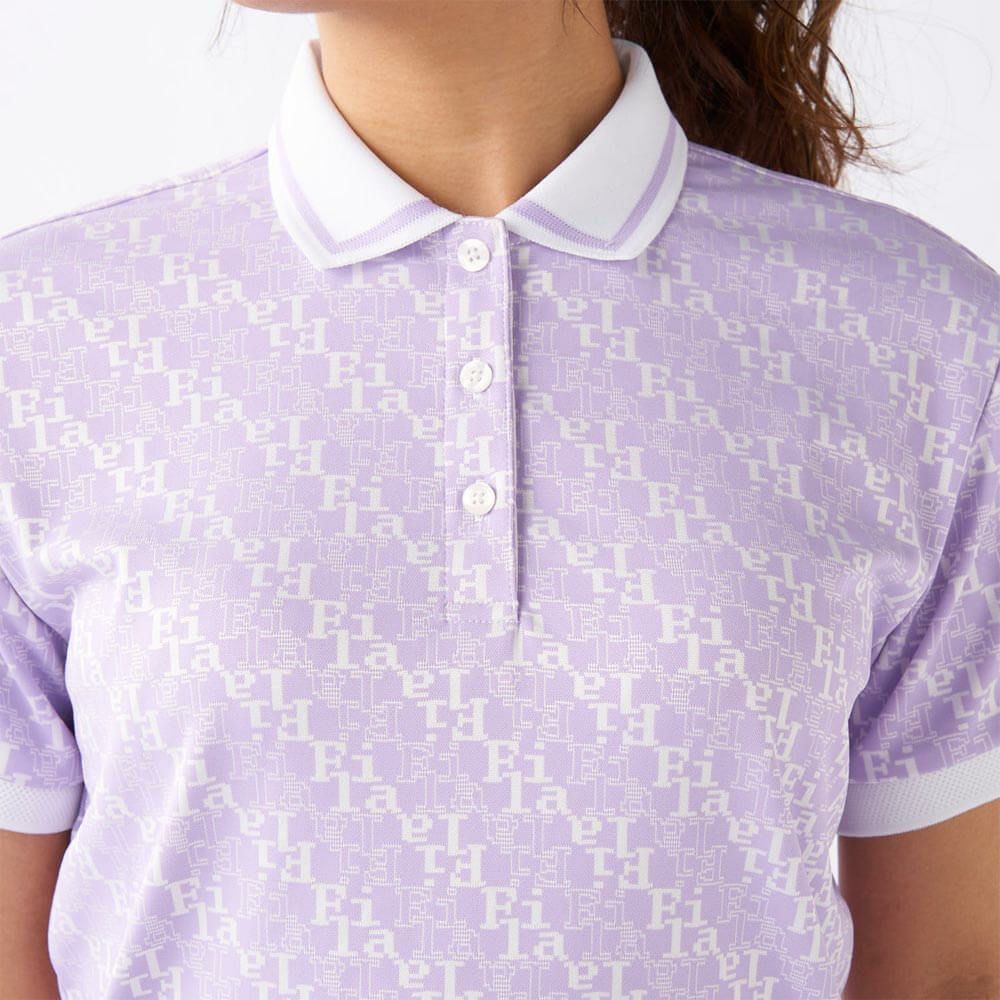 フィラ FILA　レディース タイポグラフィ柄 ジャガード 半袖 ポロシャツ 755-643 パープル　2025年モデル 詳細4