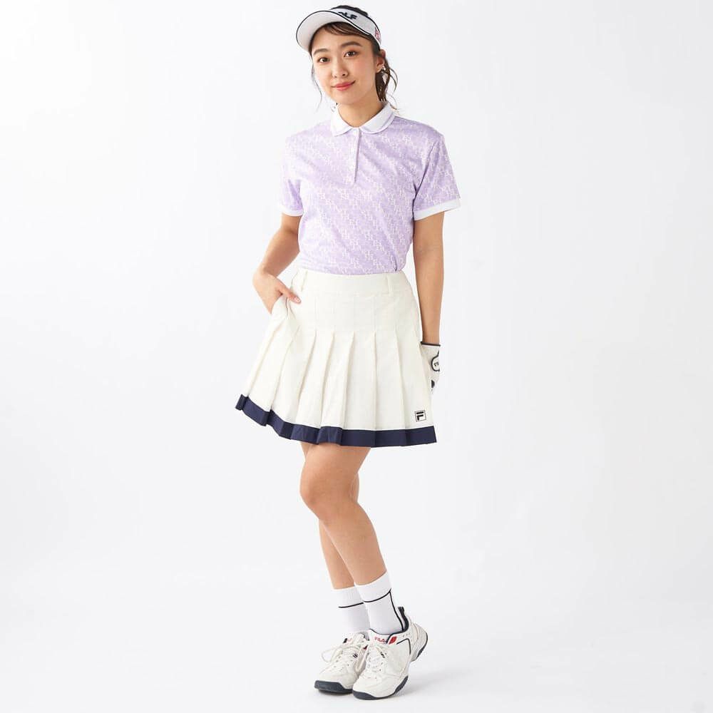 フィラ FILA　レディース タイポグラフィ柄 ジャガード 半袖 ポロシャツ 755-643 パープル　2025年モデル 詳細6