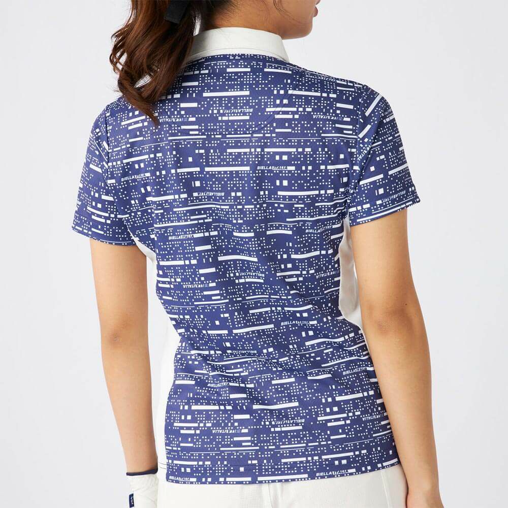 フィラ FILA　レディース デジタル柄 配色切替 半袖 ポロシャツ 755-644 ブルー　2025年モデル 詳細2
