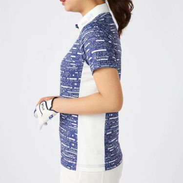 フィラ FILA　レディース デジタル柄 配色切替 半袖 ポロシャツ 755-644 ブルー　2025年モデル 詳細3