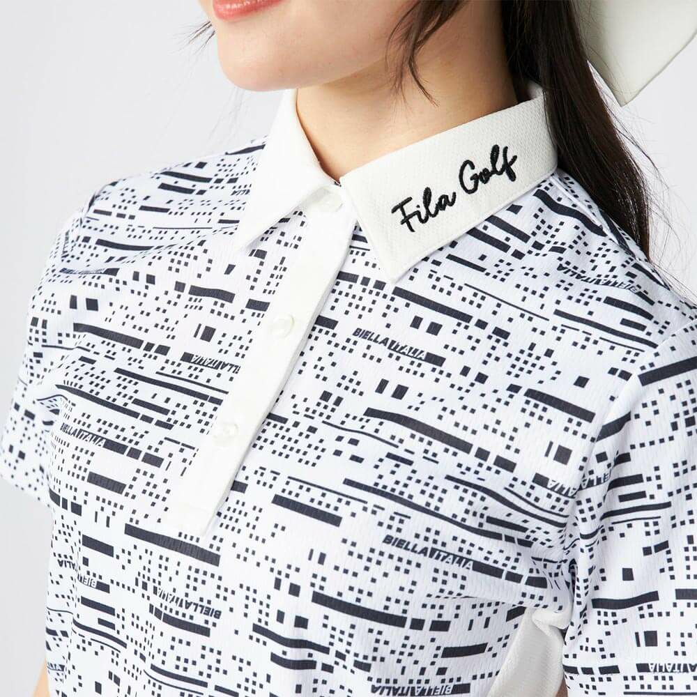 フィラ FILA　レディース デジタル柄 配色切替 半袖 ポロシャツ 755-644 ホワイト　2025年モデル 詳細4