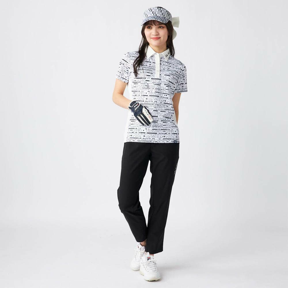 フィラ FILA　レディース デジタル柄 配色切替 半袖 ポロシャツ 755-644 ホワイト　2025年モデル 詳細6
