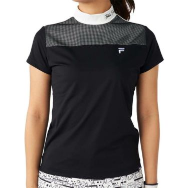 フィラ FILA　レディース メッシュレイヤード バイカラー 半袖 モックネックシャツ 755-647 ブラック　2025年モデル
