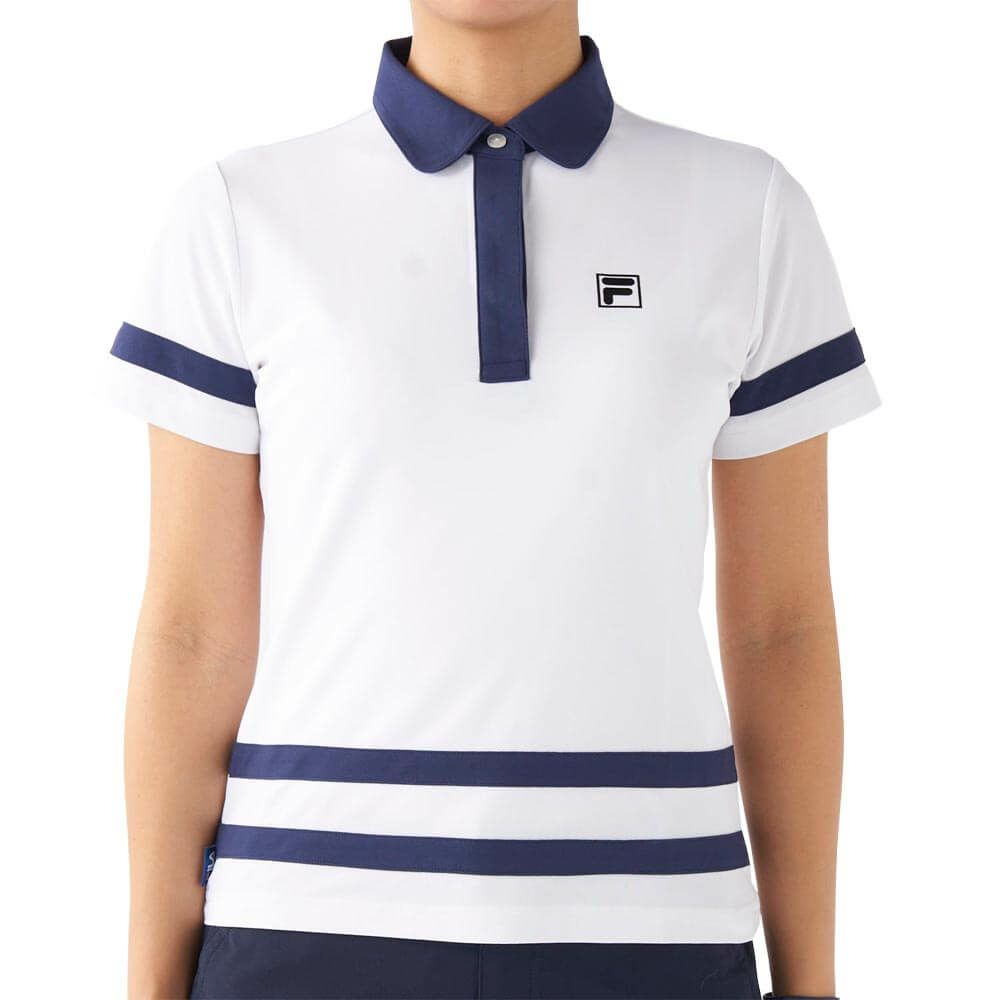 フィラ FILA　レディース ラインデザイン 半袖 ポロシャツ 755-662 ホワイト　2025年モデル