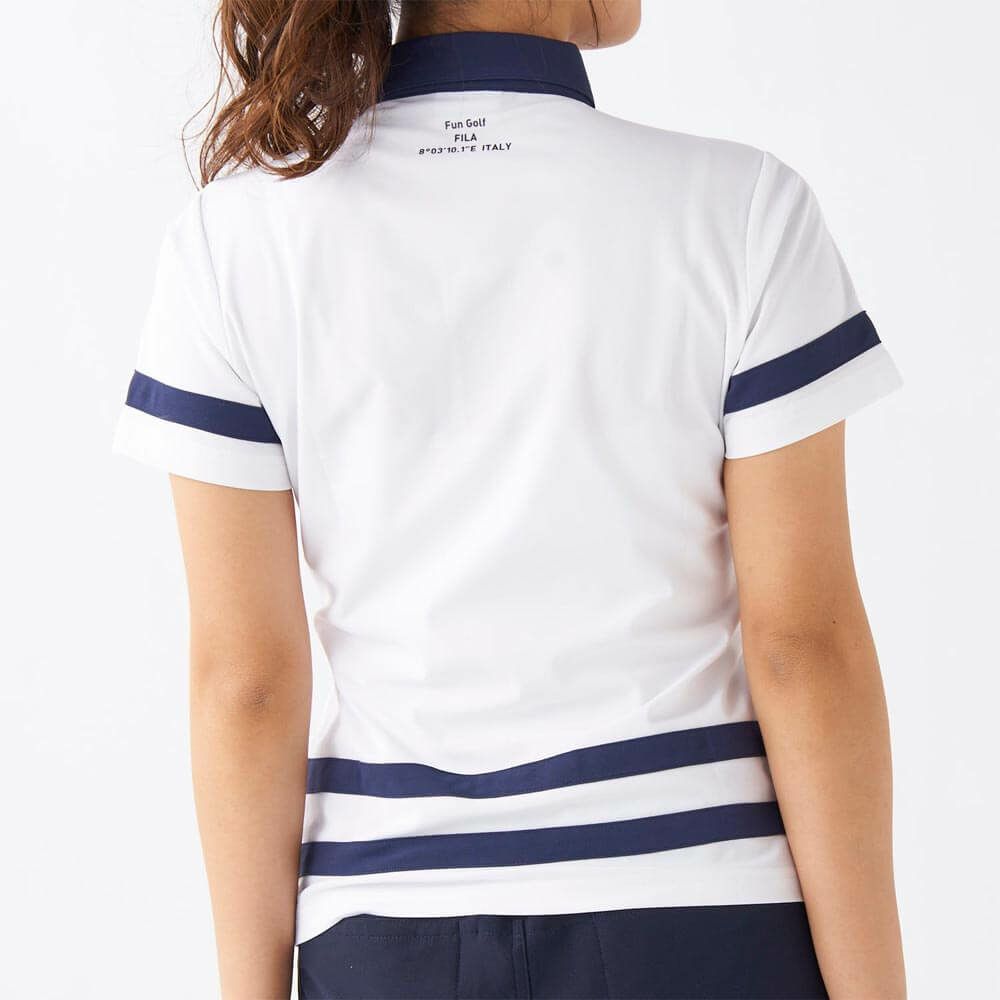 フィラ FILA　レディース ラインデザイン 半袖 ポロシャツ 755-662 ホワイト　2025年モデル 詳細2
