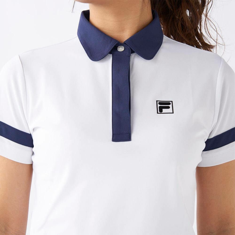 フィラ FILA　レディース ラインデザイン 半袖 ポロシャツ 755-662 ホワイト　2025年モデル 詳細4