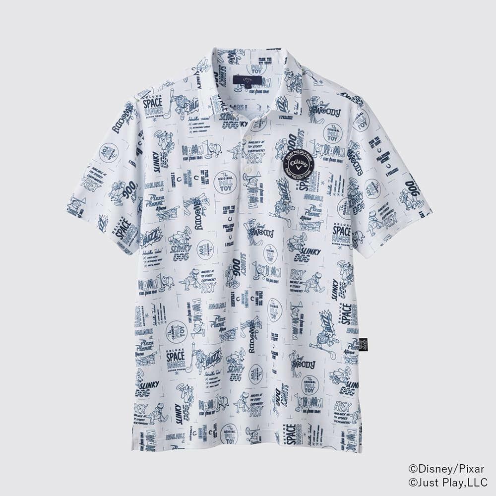キャロウェイ Callaway　トイ・ストーリー キャロウェイコレクション 総柄 半袖 ポロシャツ C25134131 1030 ホワイト　2025年モデル