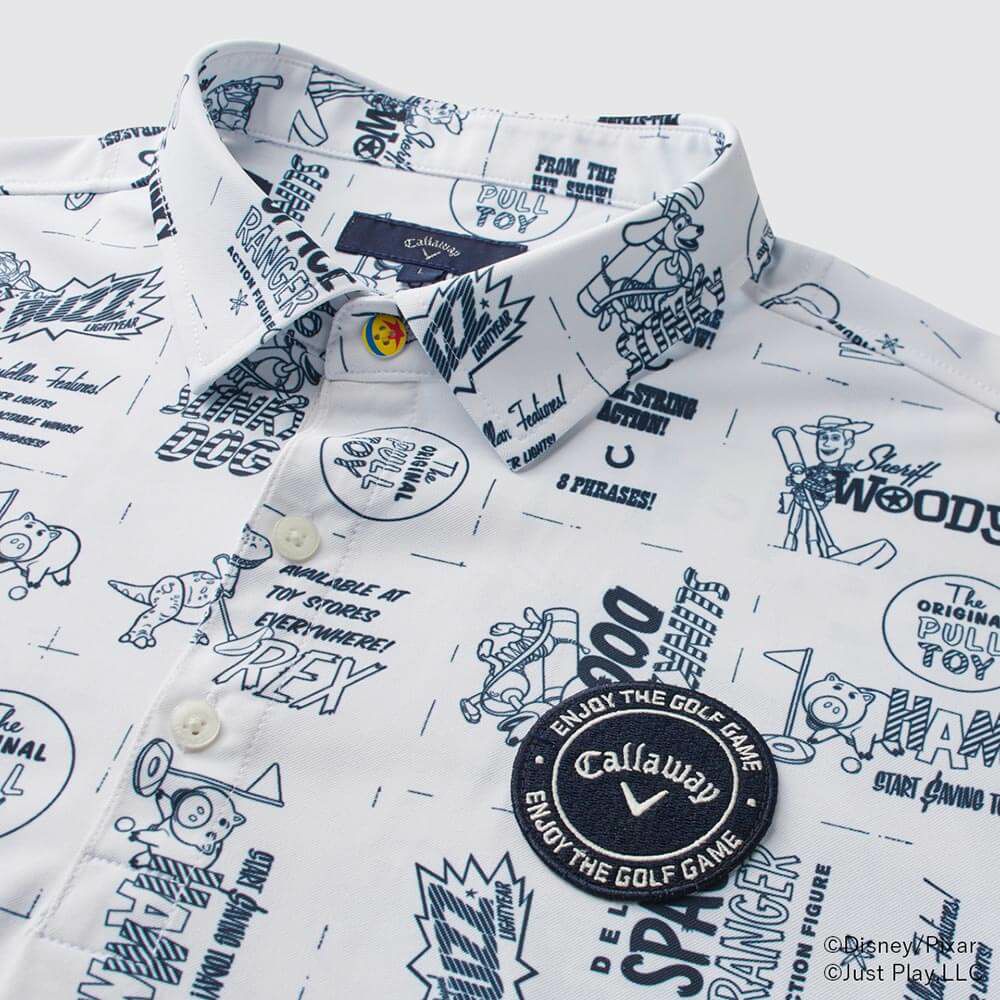 キャロウェイ Callaway　トイ・ストーリー キャロウェイコレクション 総柄 半袖 ポロシャツ C25134131 1030 ホワイト　2025年モデル 詳細3