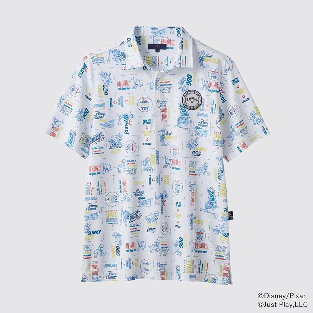 キャロウェイ Callaway　トイ・ストーリー キャロウェイコレクション 総柄 半袖 ポロシャツ C25134131 1031 ホワイト　2025年モデル