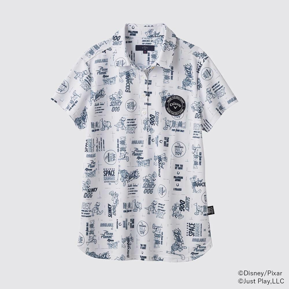 キャロウェイ Callaway　レディース トイ・ストーリー キャロウェイコレクション 総柄 半袖 ポロシャツ C25134231 1030 ホワイト　2025年モデル