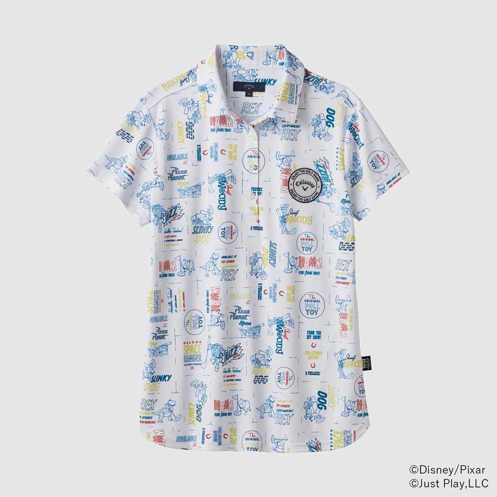 キャロウェイ Callaway　レディース トイ・ストーリー キャロウェイコレクション 総柄 半袖 ポロシャツ C25134231 1031 ホワイト　2025年モデル