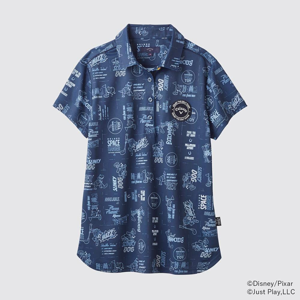 キャロウェイ Callaway　レディース トイ・ストーリー キャロウェイコレクション 総柄 半袖 ポロシャツ C25134231 1120 ネイビー　2025年モデル