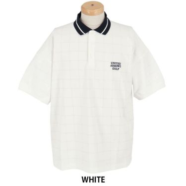 ユナイテッドアローズゴルフ　メンズ プレイド ジャガード 半袖 ポロシャツ 6017-699-0113　2025年モデル WHITE