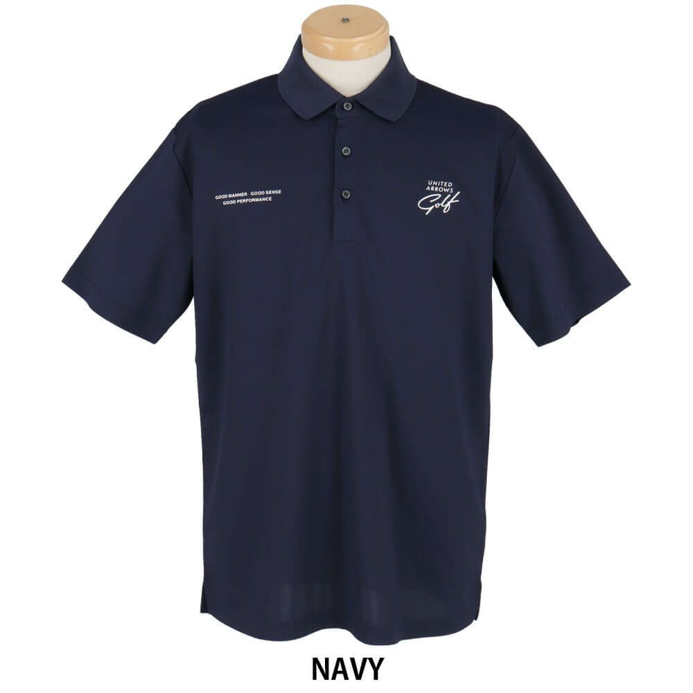 ユナイテッドアローズゴルフ　メンズ ロゴプリント スタンダード 半袖 ポロシャツ 6017-699-0109　2025年モデル NAVY