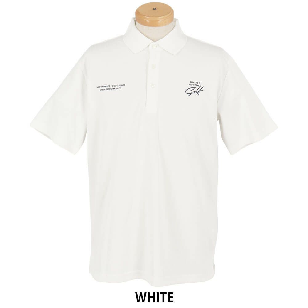ユナイテッドアローズゴルフ　メンズ ロゴプリント スタンダード 半袖 ポロシャツ 6017-699-0109　2025年モデル WHITE