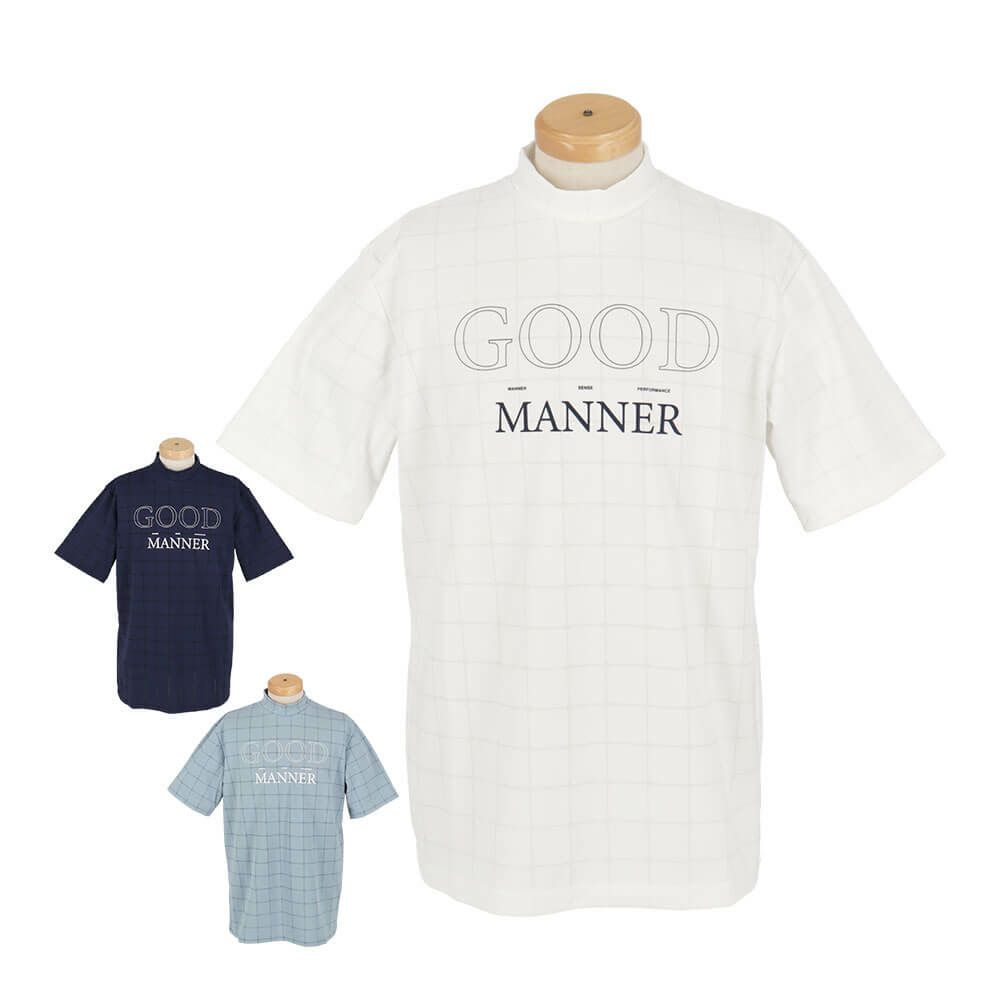 ユナイテッドアローズゴルフ　メンズ ロゴプリント ジャガード 半袖 モックネックシャツ 6017-699-0114　2025年モデル