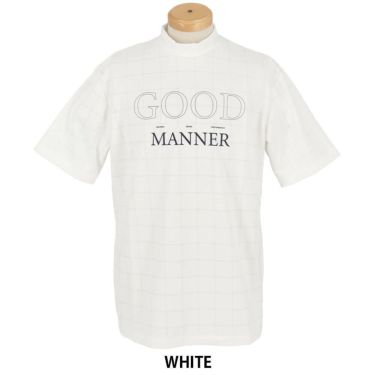 ユナイテッドアローズゴルフ　メンズ ロゴプリント ジャガード 半袖 モックネックシャツ 6017-699-0114　2025年モデル WHITE