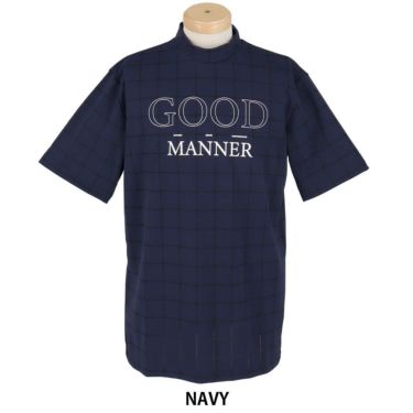 ユナイテッドアローズゴルフ　メンズ ロゴプリント ジャガード 半袖 モックネックシャツ 6017-699-0114　2025年モデル NAVY