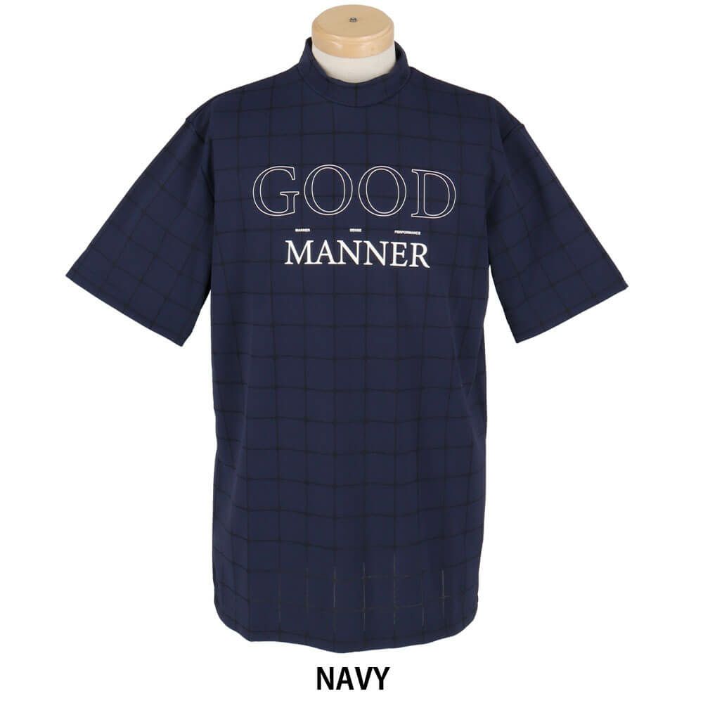 ユナイテッドアローズゴルフ　メンズ ロゴプリント ジャガード 半袖 モックネックシャツ 6017-699-0114　2025年モデル NAVY