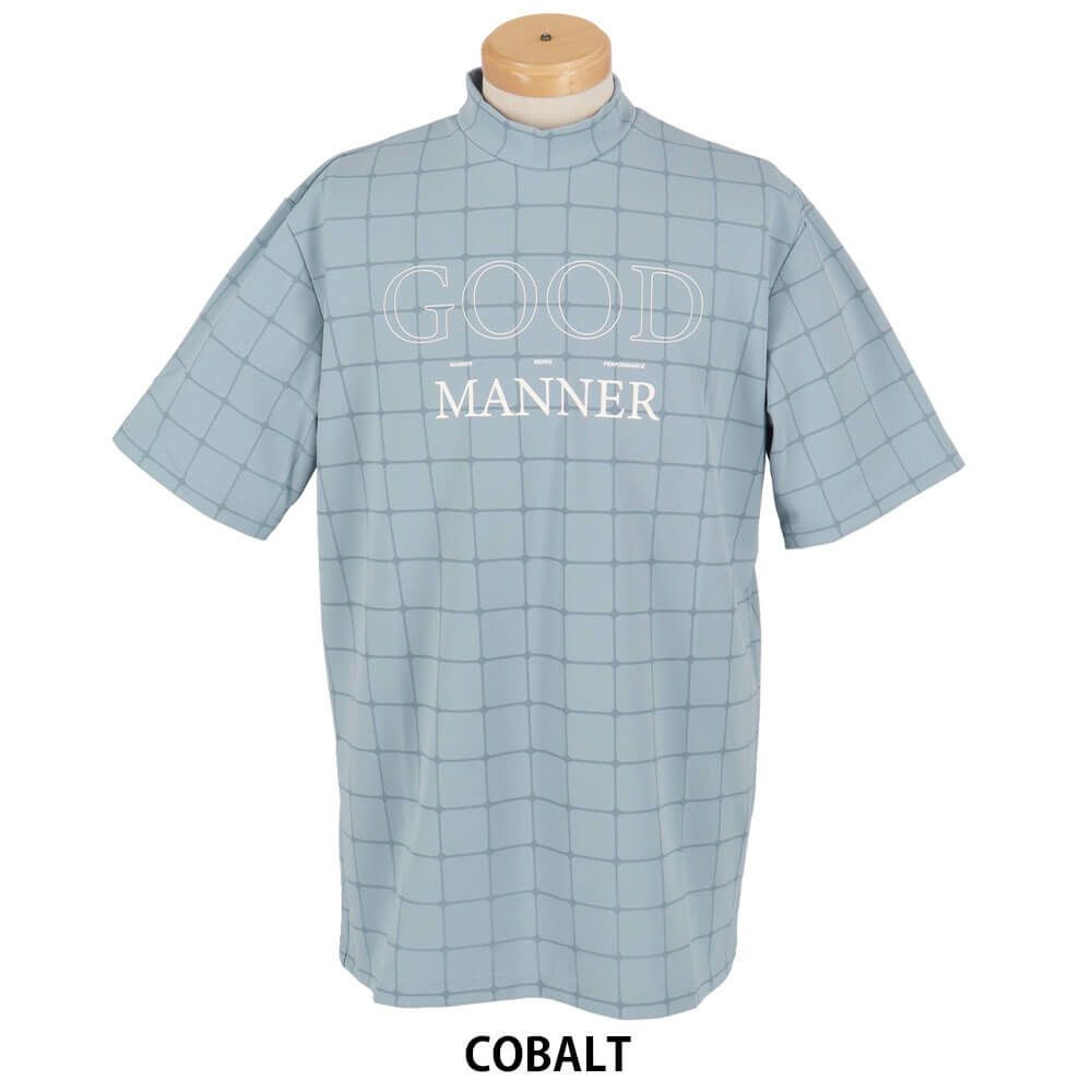 ユナイテッドアローズゴルフ　メンズ ロゴプリント ジャガード 半袖 モックネックシャツ 6017-699-0114　2025年モデル COBALT