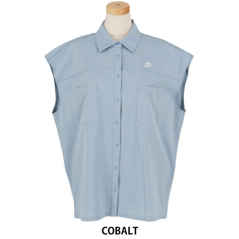 ユナイテッドアローズゴルフ　レディース ロゴプリント ノースリーブ ポロシャツ 6016-699-0002　2025年モデル COBALT