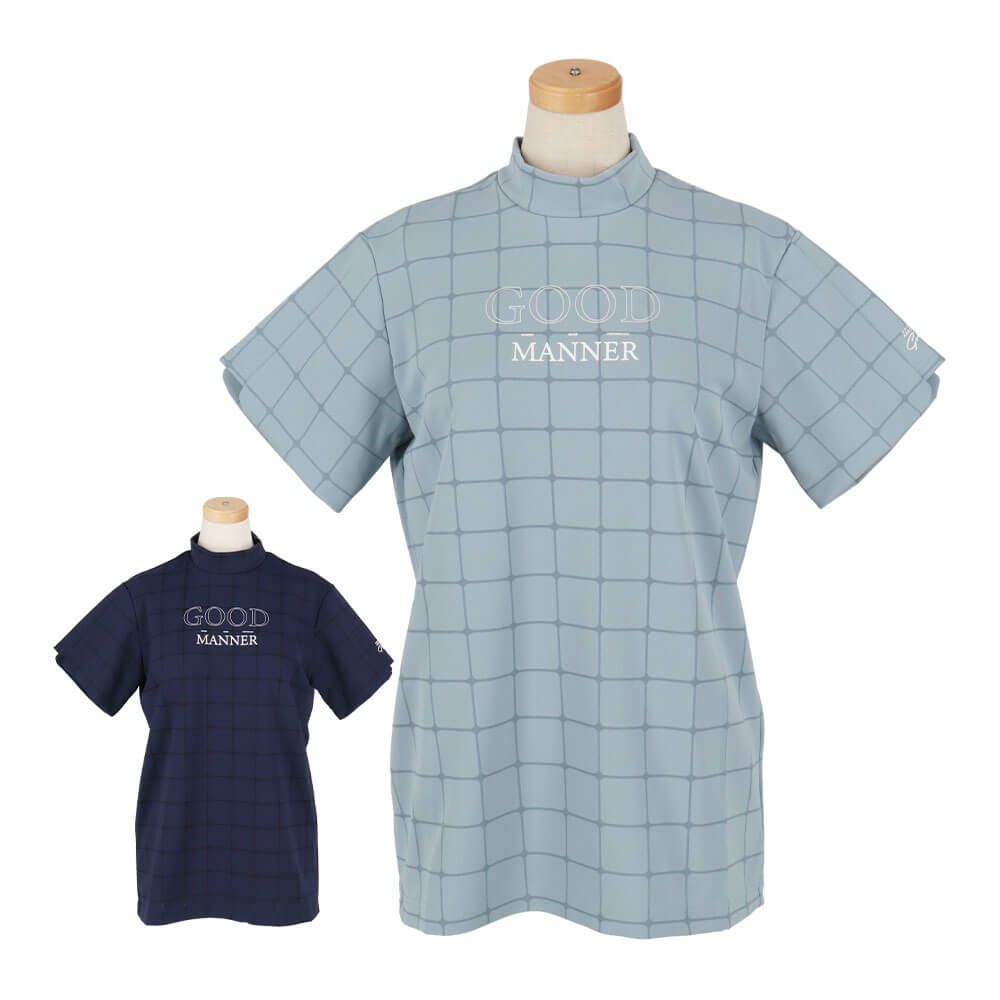 ユナイテッドアローズゴルフ　レディース プレイド ジャガード 半袖 モックネックシャツ 6017-699-0117　2025年モデル