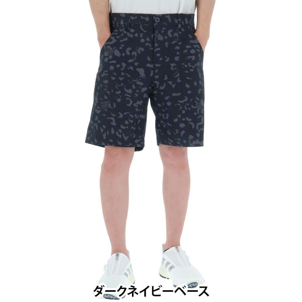 パーリーゲイツ PEARLY GATES　メンズ ヒョウ柄 Pe/Cストレッチコードレーン ショートパンツ 053-5132505　2025年モデル ダークネイビーベース