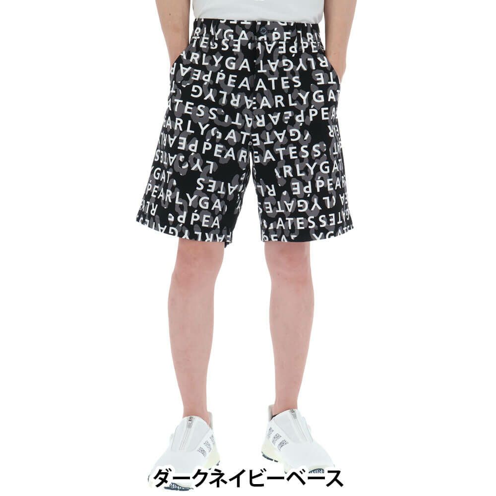 パーリーゲイツ PEARLY GATES　メンズ Nyストレッチドビーロゴヒョウ柄 ショートパンツ 053-5232609　2025年モデル ダークネイビーベース