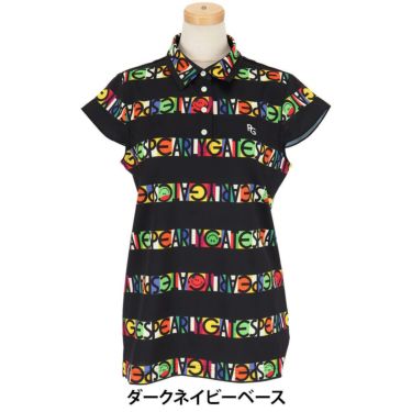 パーリーゲイツ PEARLY GATES　レディース ビオニコ シール ボーダー UV 半袖 ポロシャツ 055-5260608　2025年モデル ダークネイビーベース