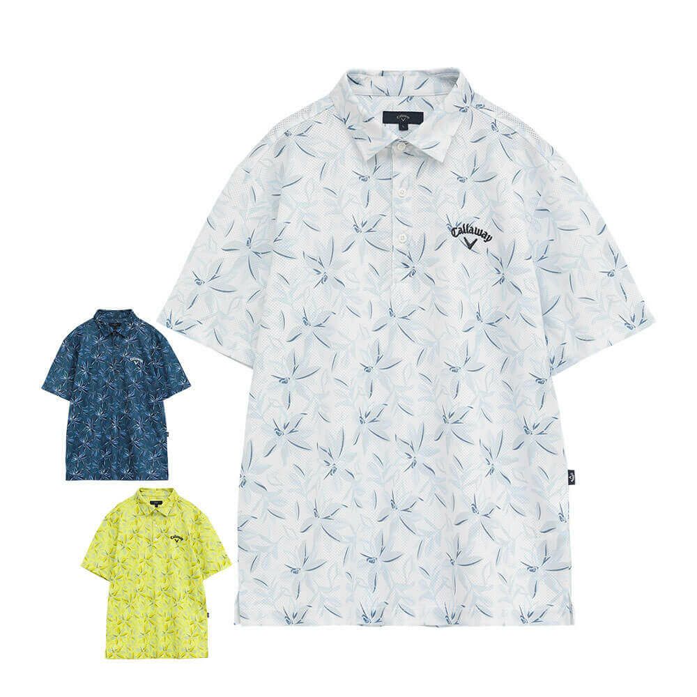 キャロウェイ Callaway　メンズ かざあなメッシュ フラワープリント 半袖 ポロシャツ C25234104　2025年モデル 詳細1