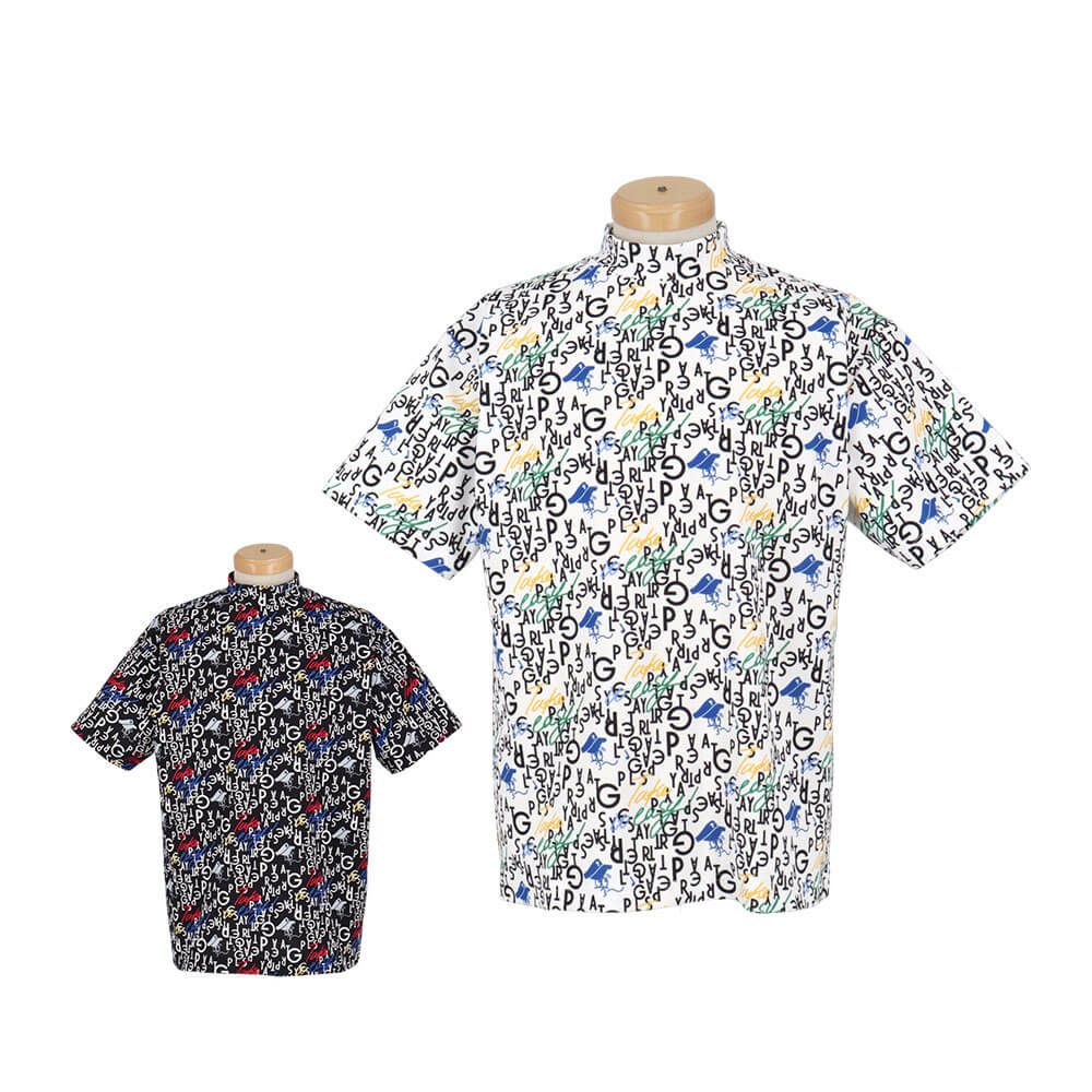 パーリーゲイツ PEARLY GATES　メンズ BALLくんロゴ 総柄プリント半袖 モックネックシャツ 053-5267705　2025年モデル 詳細1