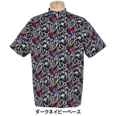 パーリーゲイツ PEARLY GATES　メンズ BALLくんロゴ 総柄プリント半袖 モックネックシャツ 053-5267705　2025年モデル ダークネイビーベース