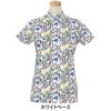 パーリーゲイツ PEARLY GATES　レディース BALLくんロゴ 総柄プリント半袖 モックネックシャツ 055-5267706　2025年モデル ホワイトベース