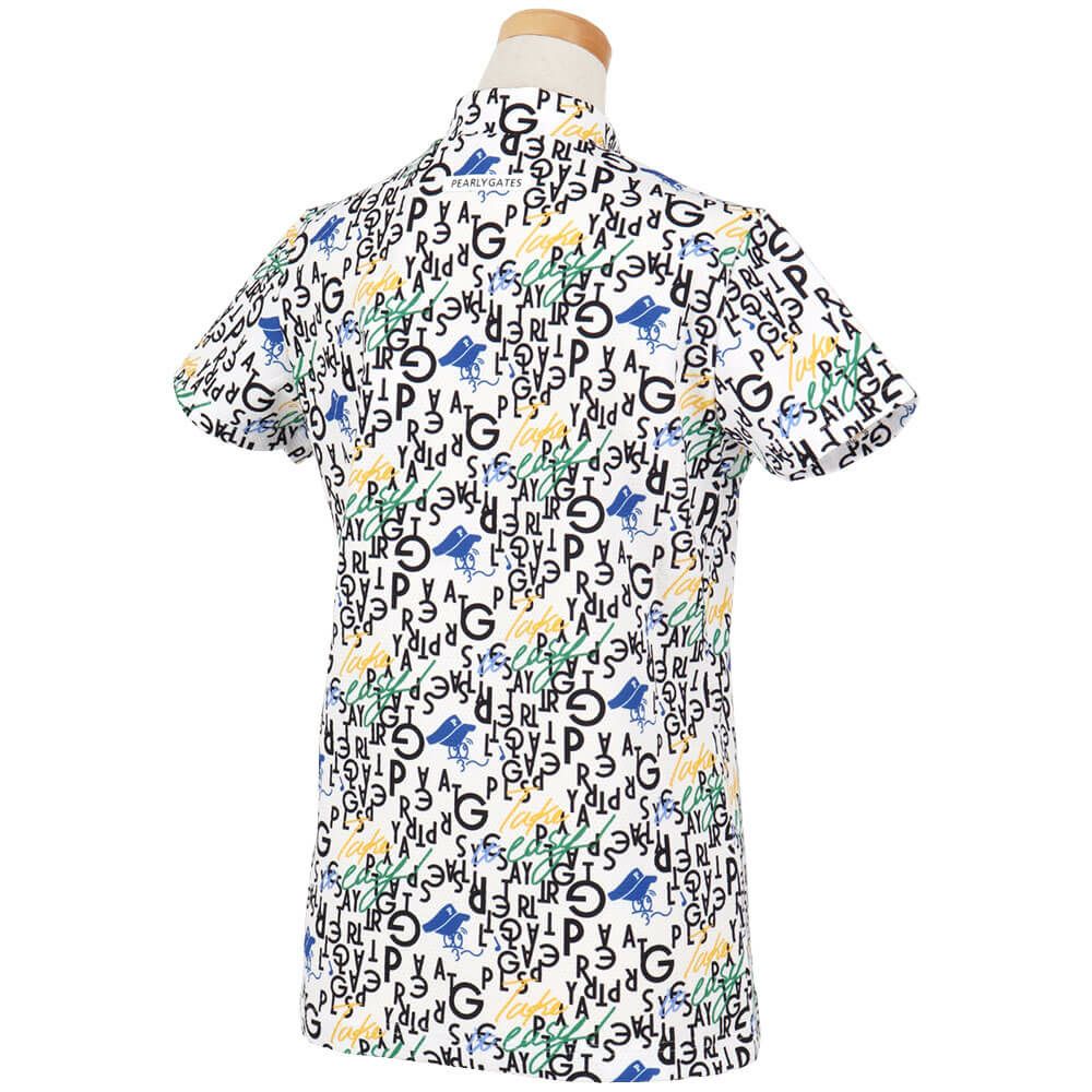 パーリーゲイツ PEARLY GATES　レディース BALLくんロゴ 総柄プリント半袖 モックネックシャツ 055-5267706　2025年モデル 詳細2