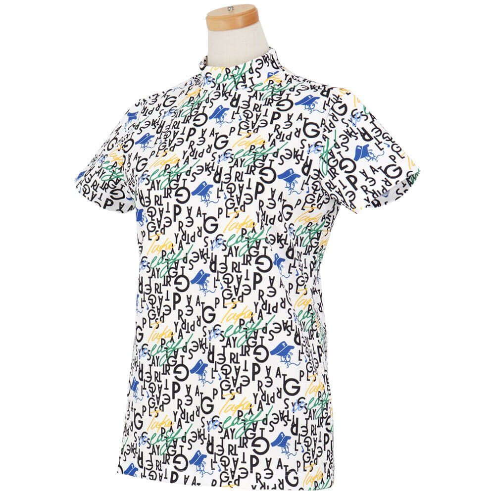 パーリーゲイツ PEARLY GATES　レディース BALLくんロゴ 総柄プリント半袖 モックネックシャツ 055-5267706　2025年モデル 詳細3