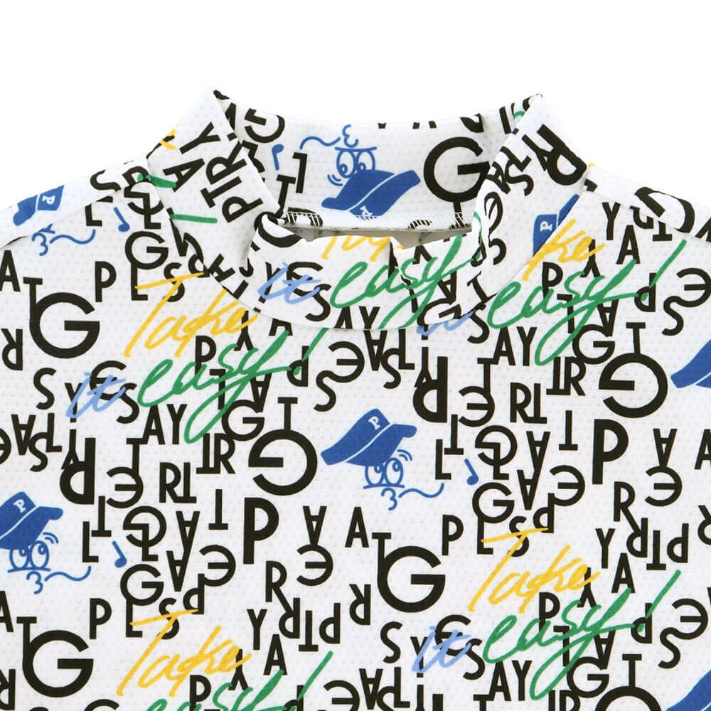 パーリーゲイツ PEARLY GATES　レディース BALLくんロゴ 総柄プリント半袖 モックネックシャツ 055-5267706　2025年モデル 詳細4