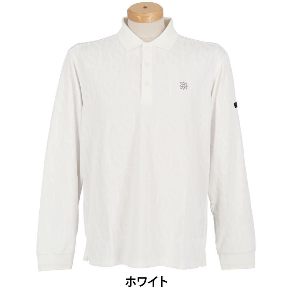 セントアンドリュース St ANDREWS　メンズ STAシルエット 総柄ジャガード 長袖 ポロシャツ 042-2261951 ホワイト