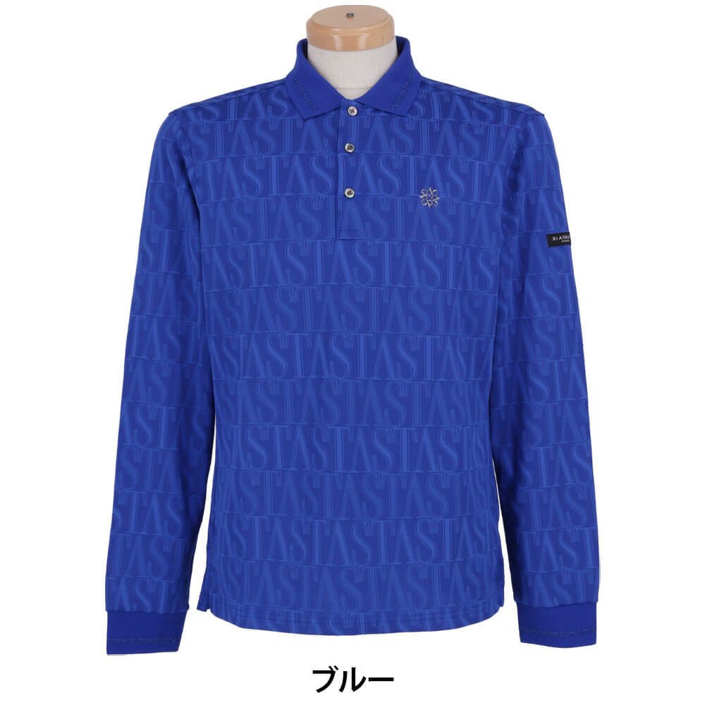 セントアンドリュース St ANDREWS　メンズ STAシルエット 総柄ジャガード 長袖 ポロシャツ 042-2261951 ブルー